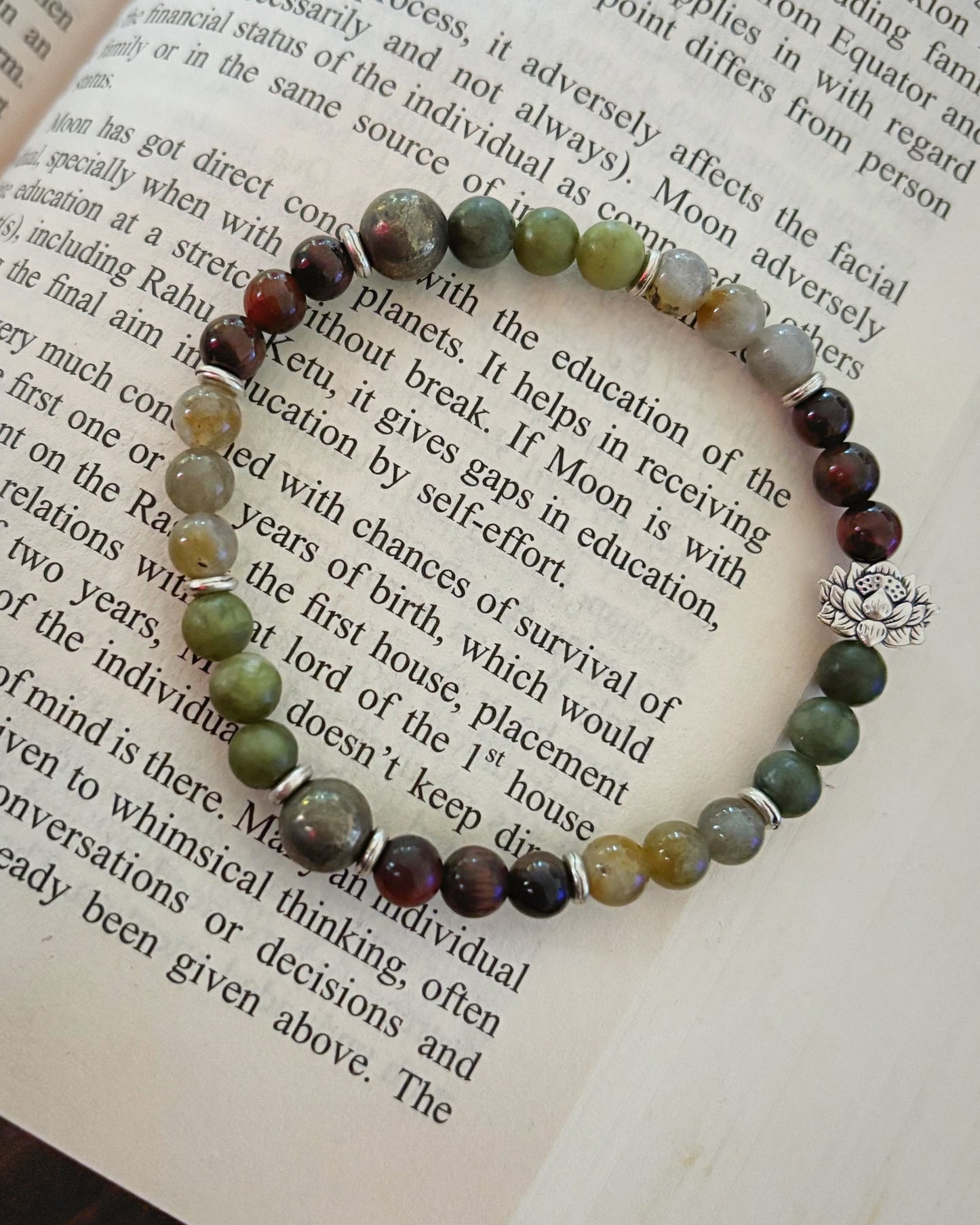 Protector’s Path Bracelet – Labradorite • Green Jade (Serpentine) • Black Onyx • Pyrite