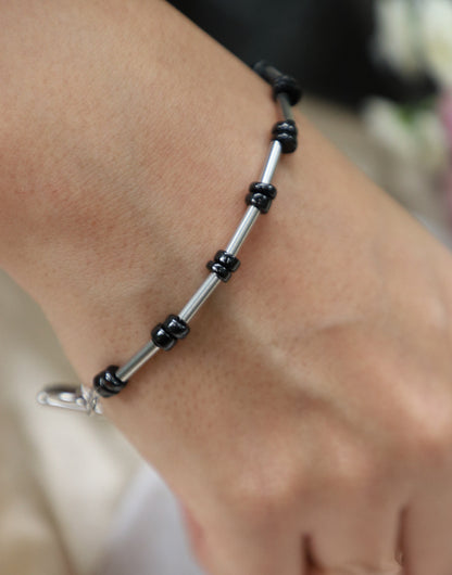 Black onyx toggle bracelet - minimal - Unisex