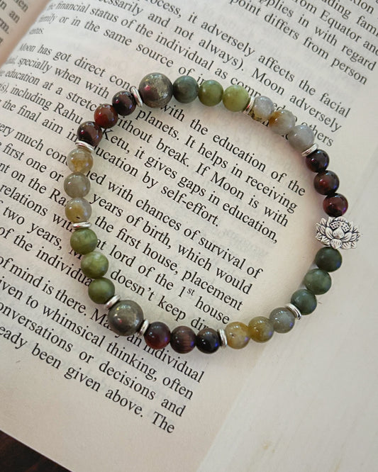 Protector’s Path Bracelet – Labradorite • Green Jade (Serpentine) • Black Onyx • Pyrite