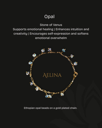 Aelina - fine ethopian opal bracelet - minimal bracelet for everyday healing